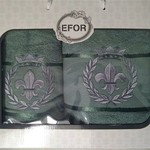 Подарочный набор полотенец для ванной 50х90, 70х140 Efor хлопковая махра герб v2 зеленый, фото, фотография