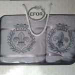 Подарочный набор полотенец для ванной 50х90, 70х140 Efor хлопковая махра герб v2 светло-серый, фото, фотография