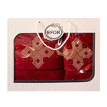 Подарочный набор полотенец для ванной 50х90, 70х140 Efor хлопковая махра герб v4 бордовый, фото, фотография
