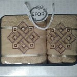 Подарочный набор полотенец для ванной 50х90, 70х140 Efor хлопковая махра герб v4 капучино, фото, фотография