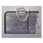 Подарочный набор полотенец для ванной 50х90, 70х140 Efor хлопковая махра герб v4 светло-серый, фото, фотография
