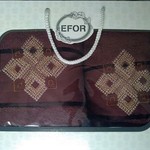 Подарочный набор полотенец для ванной 50х90, 70х140 Efor хлопковая махра герб v4 темно-кофейный, фото, фотография