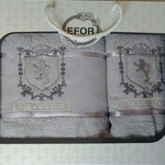 Подарочный набор полотенец для ванной 50х90, 70х140 Efor хлопковая махра герб v5 светло-серый, фото, фотография