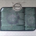 Подарочный набор полотенец для ванной 50х90, 70х140 Efor хлопковая махра герб v6 зеленый, фото, фотография