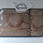 Подарочный набор полотенец для ванной 50х90, 70х140 Efor хлопковая махра герб v6 кофейный, фото, фотография