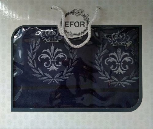 Подарочный набор полотенец для ванной 50х90, 70х140 Efor хлопковая махра герб v6 тёмно-синий, фото, фотография