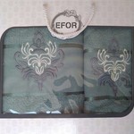 Подарочный набор полотенец для ванной 50х90, 70х140 Efor хлопковая махра герб v7 зеленый, фото, фотография
