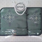 Подарочный набор полотенец для ванной 50х90, 70х140 Efor хлопковая махра герб v8 зеленый, фото, фотография