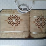 Подарочный набор полотенец для ванной 50х90, 70х140 Efor хлопковая махра герб v8 капучино, фото, фотография