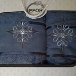 Подарочный набор полотенец для ванной 50х90, 70х140 Efor хлопковая махра герб v8 синий, фото, фотография