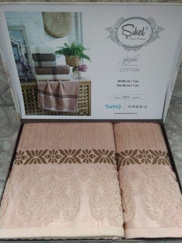 Подарочный набор полотенец для ванной 50х90, 70х140 Sikel GUZIDE хлопковая махра, фото, фотография