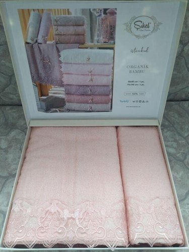 Подарочный набор полотенец для ванной 50х90, 70х140 Sikel PALMIRA бамбуково-хлопковая махра, фото, фотография