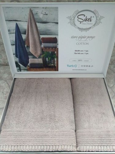 Подарочный набор полотенец для ванной 50х90, 70х140 Sikel STORE GUPUR хлопковая махра, фото, фотография