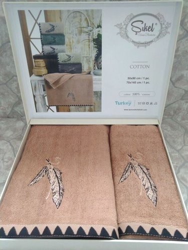 Подарочный набор полотенец для ванной 50х90, 70х140 Sikel TUY NAKIS хлопковая махра, фото, фотография