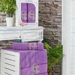 Подарочный набор полотенец для ванной 50х90, 70х140 Merzuka BLOOM хлопковая махра фиолетовый, фото, фотография