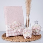 Подарочный набор с полотенцем Nazik Home LUCCA пудра, фото, фотография