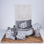 Подарочный набор с полотенцем Nazik Home PARADISE серый, фото, фотография