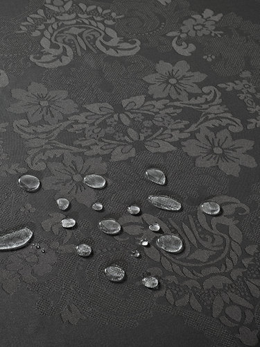 Скатерть овальная Karna DORE водонепроницаемый жаккард антрацит 160х220, фото, фотография