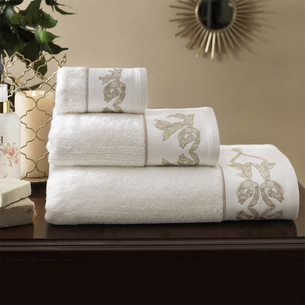 Подарочный набор полотенец для ванной 2 пр. Tivolyo Home DURANTE хлопковая махра кремовый