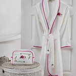 Подарочный набор с халатом Soft Cotton LILY хлопковая махра фуксия S, фото, фотография