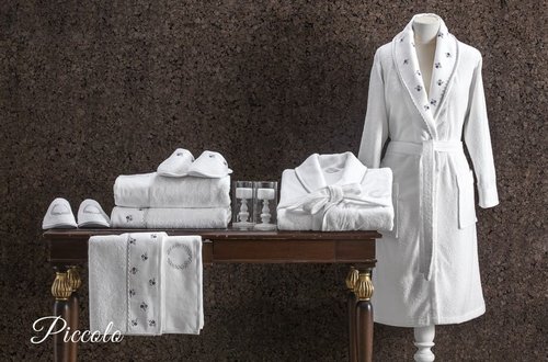 Набор халатов с полотенцами и тапочками Tivolyo Home PICCOLO хлопковая махра лиловый L/XL, фото, фотография