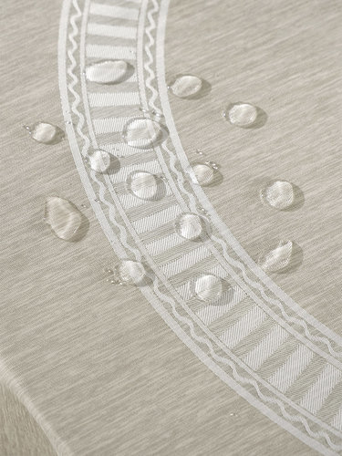 Скатерть круглая Karna TURKISH LINE водонепроницаемый жаккард бежевый D=160, фото, фотография