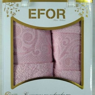 Подарочный набор полотенец для ванной 50х90, 70х140 Efor BAMBOO ELITE бамбуковая махра розовый