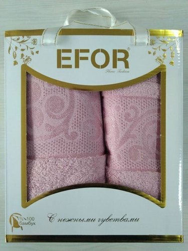 Подарочный набор полотенец для ванной 50х90, 70х140 Efor BAMBOO ELITE бамбуковая махра розовый, фото, фотография