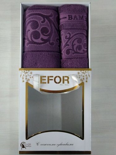 Подарочный набор полотенец для ванной 50х90, 70х140 Efor BAMBOO ELITE бамбуковая махра фиолетовый, фото, фотография