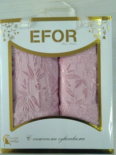 Подарочный набор полотенец для ванной 50х90, 70х140 Efor BMB-20 бамбуковая махра розовый, фото, фотография