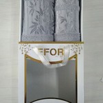 Подарочный набор полотенец для ванной 50х90, 70х140 Efor BMB-20 бамбуковая махра серый, фото, фотография