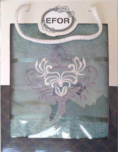 Полотенце для ванной в подарочной упаковке Efor хлопковая махра герб v7 зеленый 70х140, фото, фотография