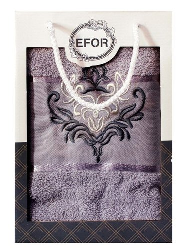 Полотенце для ванной в подарочной упаковке Efor хлопковая махра герб v7 темно-серый 70х140, фото, фотография