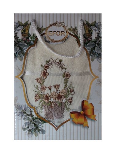 Полотенце для ванной в подарочной упаковке Efor Корзинка хлопковая махра кремовый 70х140, фото, фотография