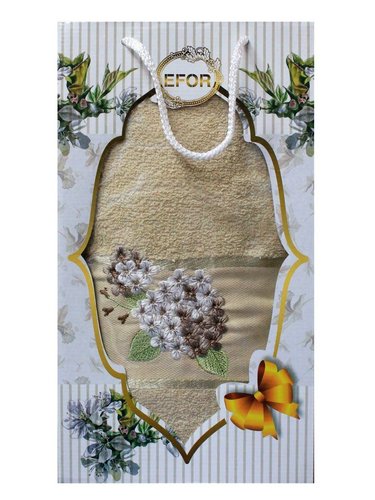 Полотенце для ванной в подарочной упаковке Efor Букет сирени хлопковая махра капучино, фото, фотография