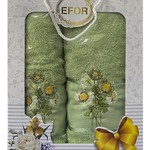 Подарочный набор полотенец для ванной 50х90, 70х140 Efor Лютик хлопковая махра зеленый, фото, фотография