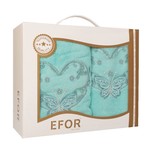 Подарочный набор полотенец для ванной 50х90, 70х140 Efor ANGEL хлопковая махра бирюзовый, фото, фотография