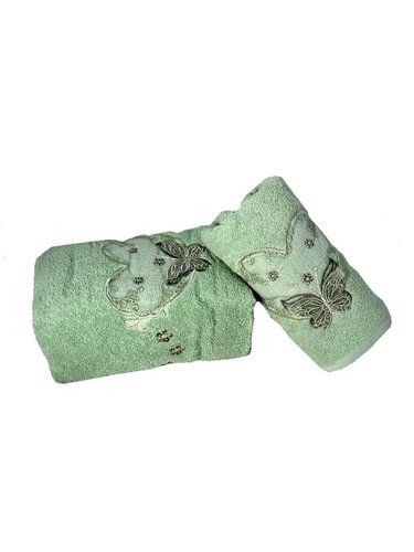 Подарочный набор полотенец для ванной 50х90, 70х140 Efor ANGEL хлопковая махра зеленый, фото, фотография
