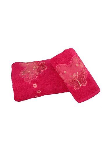 Подарочный набор полотенец для ванной 50х90, 70х140 Efor ANGEL хлопковая махра ярко-розовый, фото, фотография