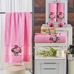 Подарочный набор полотенец для ванной 50х90, 70х140 Merzuka EMOTION хлопковая махра розовый, фото, фотография