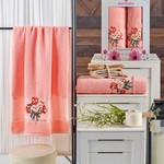 Подарочный набор полотенец для ванной 50х90, 70х140 Merzuka EMOTION хлопковая махра оранжевый, фото, фотография