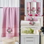 Подарочный набор полотенец для ванной 50х90(2), 70х140(1) Merzuka EMOTION хлопковая махра светло-розовый, фото, фотография