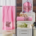Подарочный набор полотенец для ванной 50х90, 70х140 Merzuka PANSY хлопковая махра розовый, фото, фотография