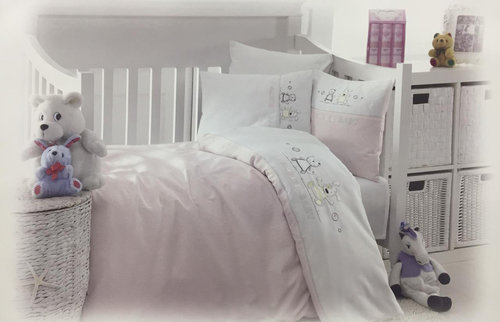 Детское постельное белье в кроватку Maison Dor LAMITE хлопковый сатин розовый, фото, фотография