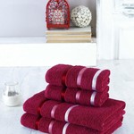 Набор полотенец для ванной EFOR хлопковая махра 50х90 2 шт., 70х140 2 шт. бордовый, фото, фотография