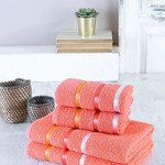 Набор полотенец для ванной EFOR хлопковая махра 50х90 2 шт., 70х140 2 шт. оранжевый, фото, фотография