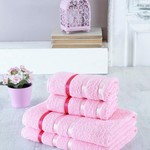 Набор полотенец для ванной EFOR хлопковая махра 50х90 2 шт., 70х140 2 шт. розовый, фото, фотография