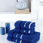 Набор полотенец для ванной EFOR хлопковая махра 50х90 2 шт., 70х140 2 шт. тёмно-синий, фото, фотография