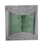 Подарочный набор полотенец для ванной 50х90, 70х140 Luzz OTTOMAN бамбуковая махра зеленый, фото, фотография