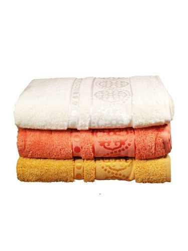Набор полотенец для ванной 3 шт. Cestepe MICRO DELUX микрокоттон оранжевый, кремовый 70х140, фото, фотография